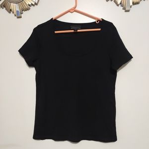 Solid Black Attention Short Sleeves Blouse Size XL 100% Cotton Super Comfy